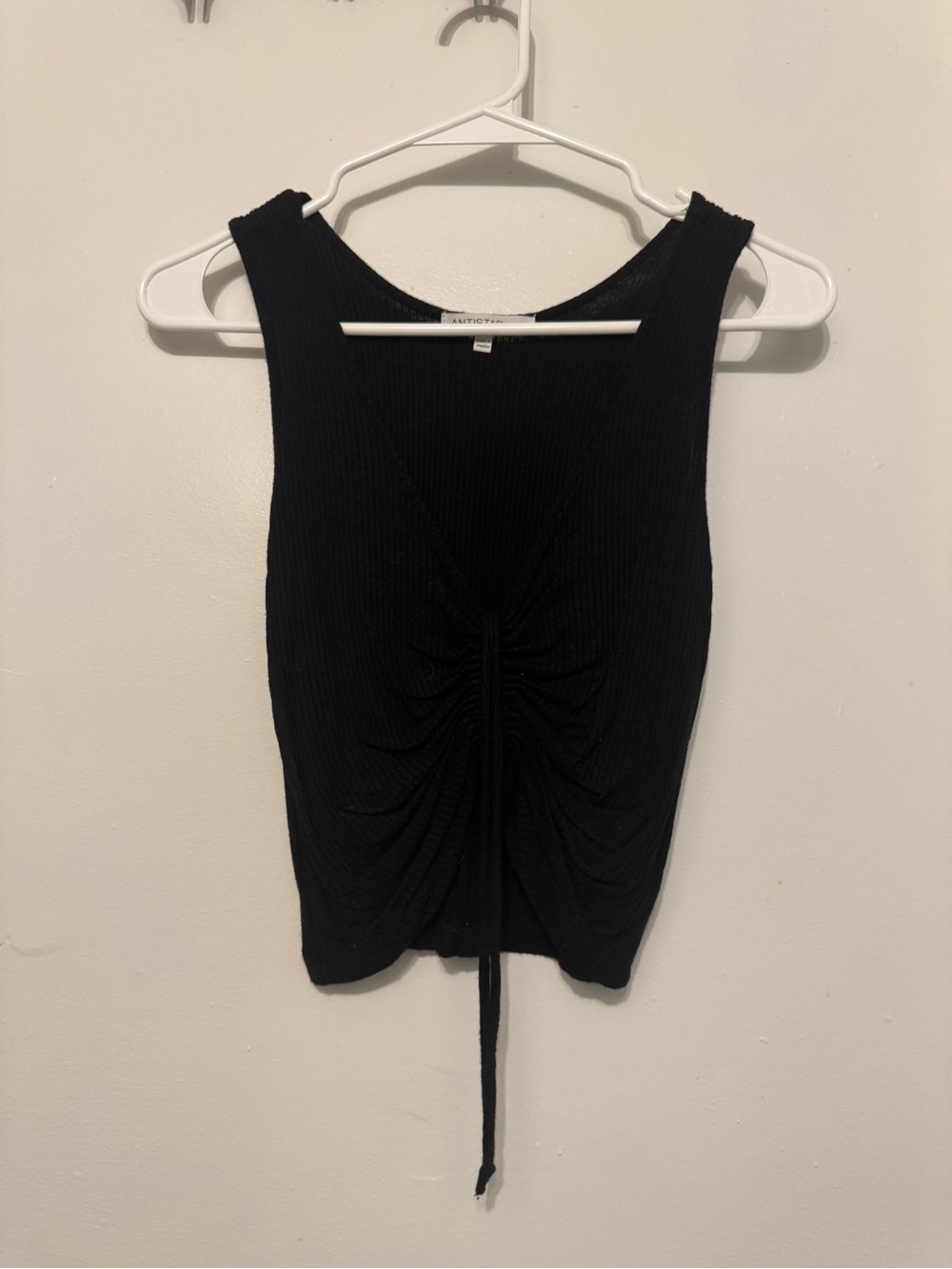 Black Ruched Front Tank Top -